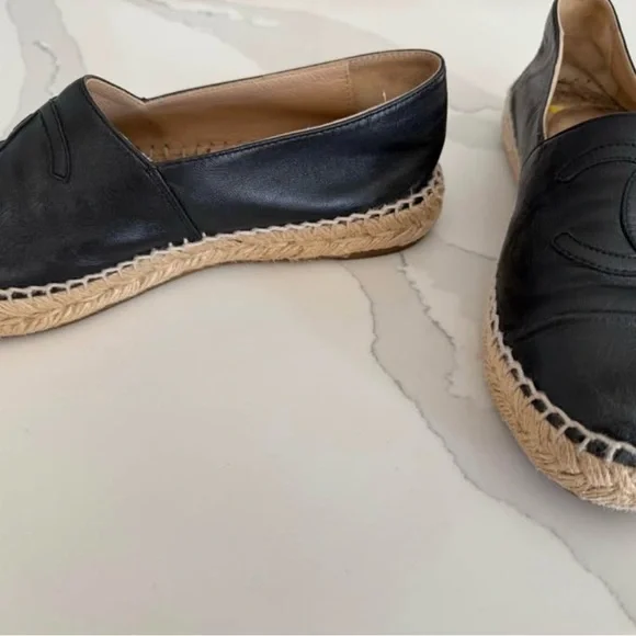 CHANEL Black Leather Espadrilles - Picture 3 of 9